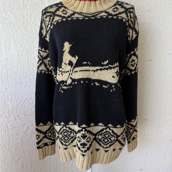 Polo Ralph Lauren vintage canoe row boat geometric graphic sweater size Medium - Picture 1 of 10